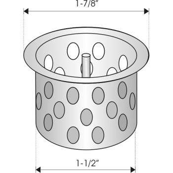 Basket Strainer for Sink -CP 1-7/8&quot; OD x1-1/4&quot; D