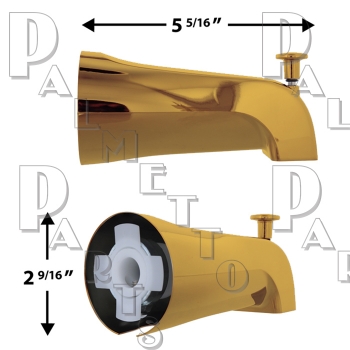 Diverter Spout 1/2&quot; Copper Connection -Polished Brass