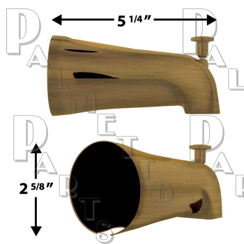 Diverter Spout -1/2&quot; Nose Connection -Antique Brass