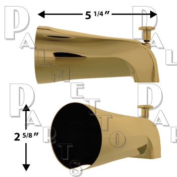 Diverter Spout -1/2&quot; Nose Connection -Polished Brass