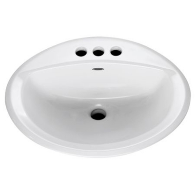 AS 20" x 17" Oval Sink 4" Centers -White China