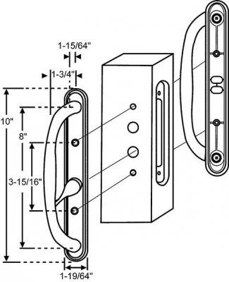 Sliding Glass Handle Set White