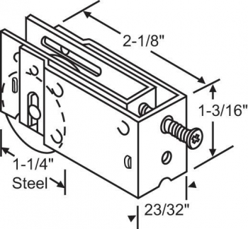 Sliding Glass Door Roller 1-1/4 Wheel