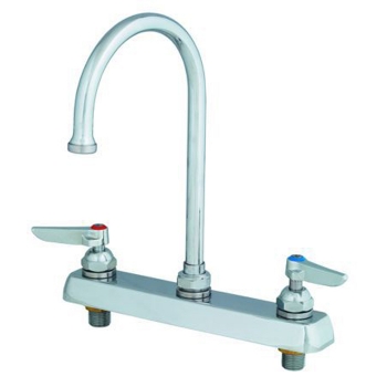 T&amp;S 8&quot; Deck Mount Faucet w/ 5-3/8&quot; Spread Swing Gooseneck Spout