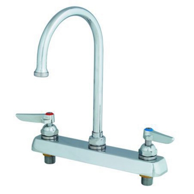 T&S 8" Deck Mount Faucet w/ 5-3/8" Spread Swing Gooseneck Spout