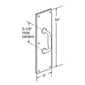 Push/Pull Plate 4&quot; x 16&quot; Polished Brass Finish