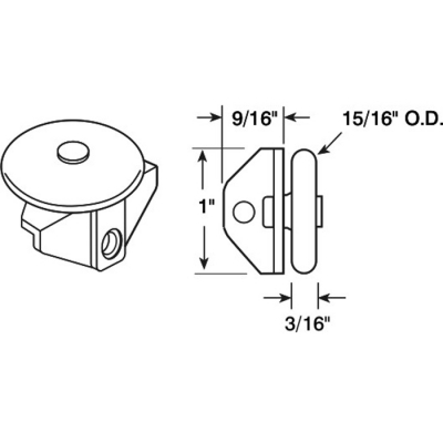 Shower Door Roller -Horizontal Mount -15/16" OD