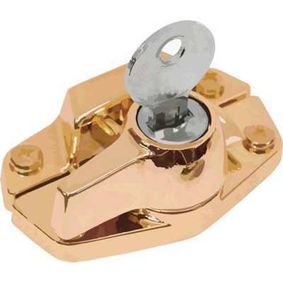 Keyed Window Sweep Lock Polished Brass Finish