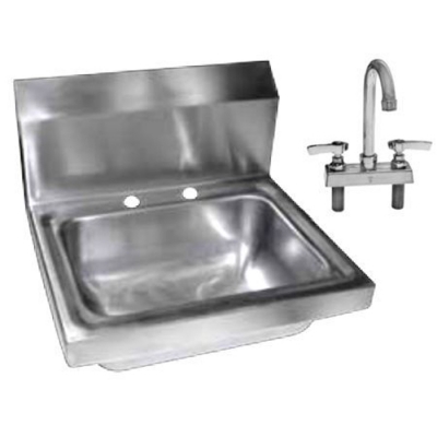 CHG 17.25x17.25 Wall Hung Hand Wash Sink with Deck Mount Faucet