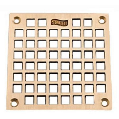 JR Smith Floor Drain Grate 7-3/8" Square<BR>Plain Brass