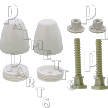 White Screw On Bolt &amp; Caps (Pair)