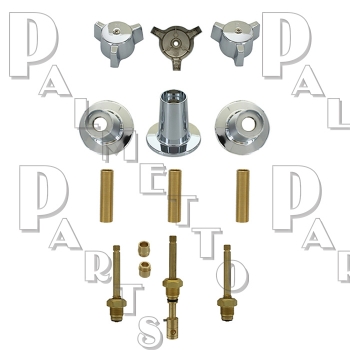 Royal Brass* 3 Valve Tub &amp; Shower Rebuild Kit W/ 1 Piece Trim