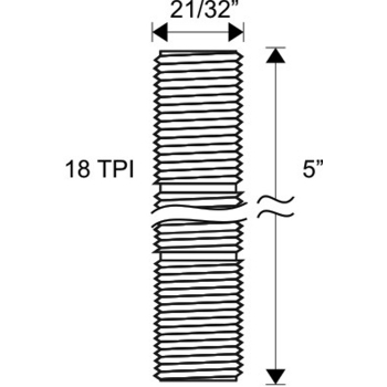 21/32 -18T x 5&quot; Nipple