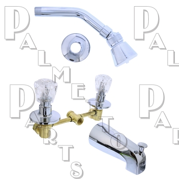 2 Valve Acrylic Handle Tub &amp; Shower -Chrome
