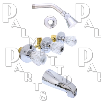3 Valve Acrylic Handle Tub &amp; Shower  -Chrome