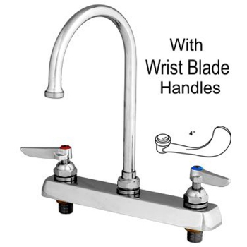 T&amp;S 8 Workboard Faucet W/ Gooseneck Wrist Blade Handles