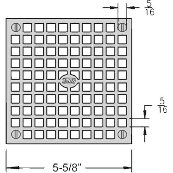 Zurn 6&quot; Square Floor Drain Grate<BR>Nickel Plated Brass