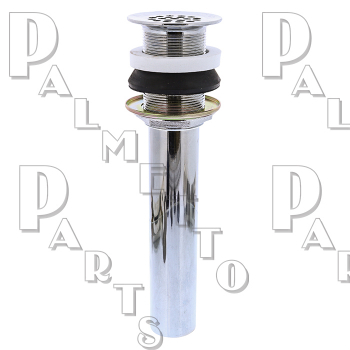 Lavatory Grid Drain w/o Overflow<BR>1-1/4&quot; x 6&quot; 17g Tailpiece -Chrome