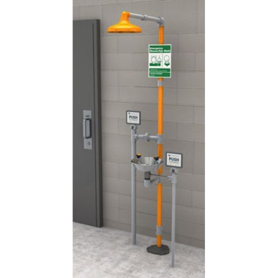 Freeze-Resistant Safety Station w Eyewash, Plastic Shower Head