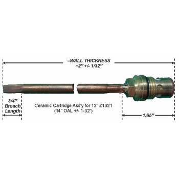 Ceramic Cartridge Ass&apos;y for 12&quot; Z1320/Z1321<BR>14&quot; OAL