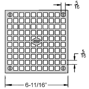 Zurn 7&quot; Square Floor Drain Grate<BR>Nickel Bronze