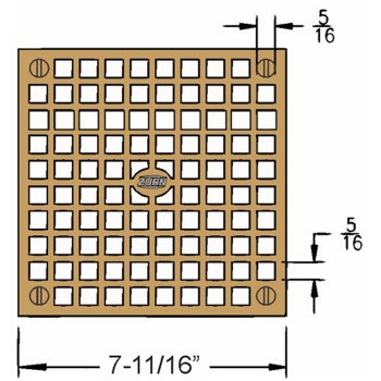 Zurn 8&quot; Square Floor Drain Grate<BR>Plain Brass