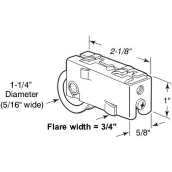 Roller 1-1/4&quot; Wheel -2-1/8&quot; L Smith Carry