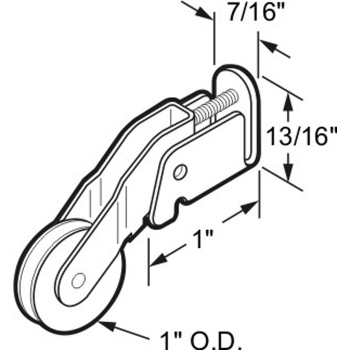 Screen Door Roller -1&quot; Steel Wheel (Pair)