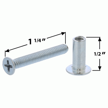 Post &amp; Screw Set 1-1/4&quot; -Aluminum Finish