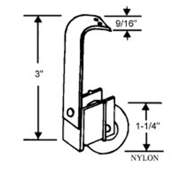 Screen Door Roller -1/1/4&quot; Nylon Wheel