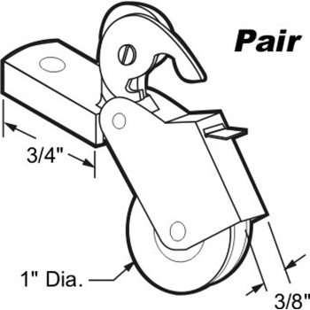 Screen Door Rollers -1&quot;&quot; Steel Bearing Wheel (Pair)