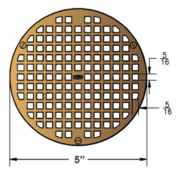 Zurn 5&quot; Round Floor Drain Grate<BR>Plain Brass