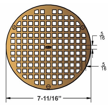 Zurn 8&quot; Round Floor Drain Grate<BR>Plain Brass