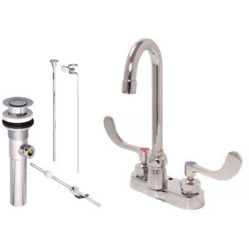 ZU 4&quot; 2 Hdl Medical Lavatory Faucet w 3-1/2&quot; C to C Gooseneck