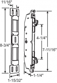 2-Point Mortise Lock 7-11/16&quot;