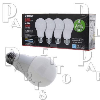 4-PACK 6W (40W Eq.) LED A19 4000K Non-Dimmable Medium Base