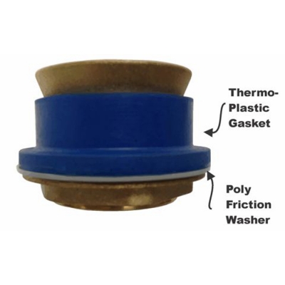 1-1/4" Brass Urinal Spud with TPR Rubber & Poly Friction Ring